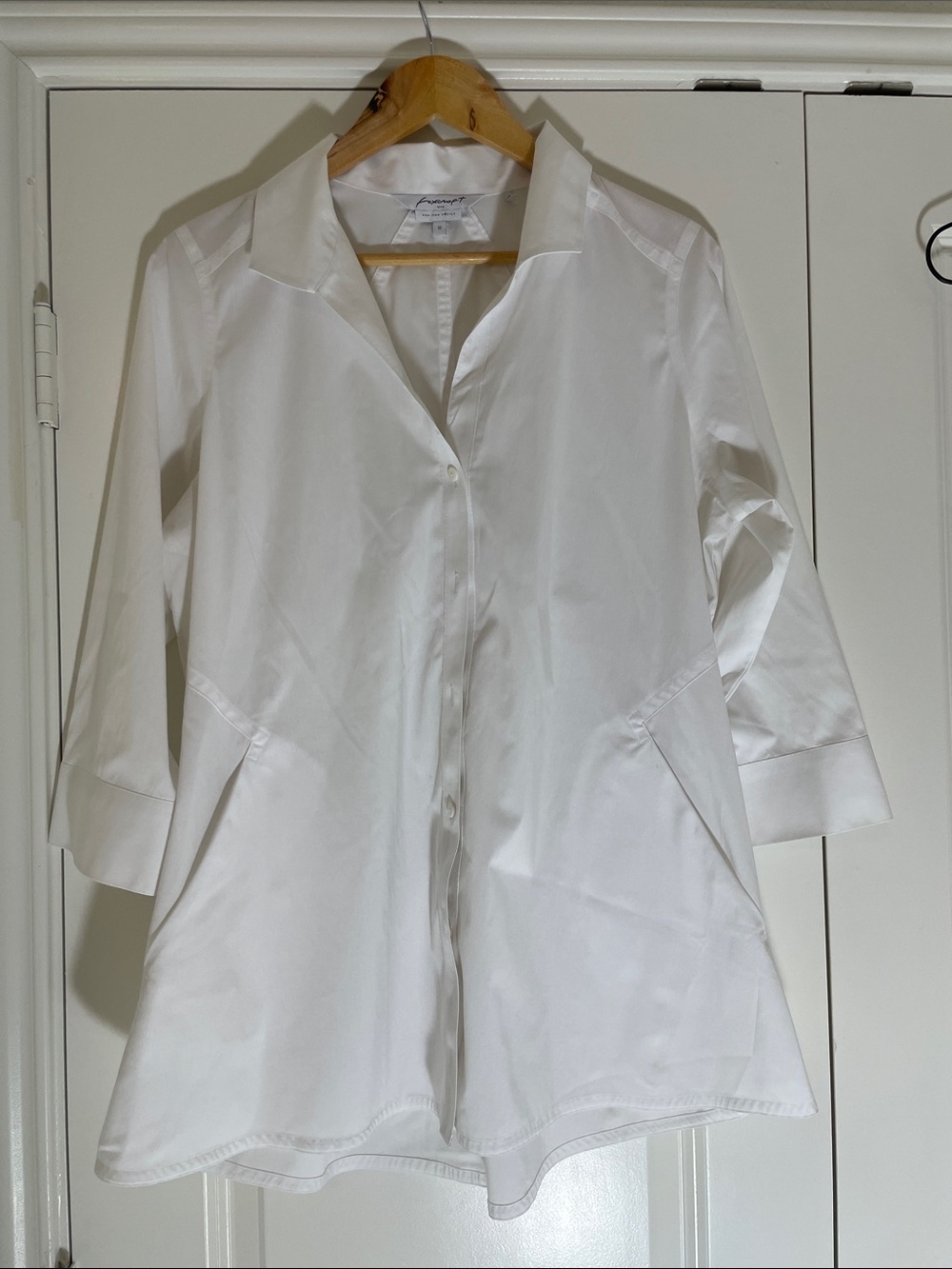 Foxcroft White Non-Iron Tunic Blouse 12